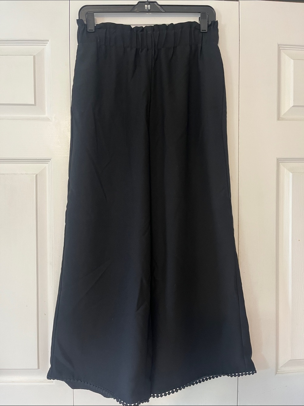Ann Taylor Women's Black Wide-Leg Elastic Waist Pants
